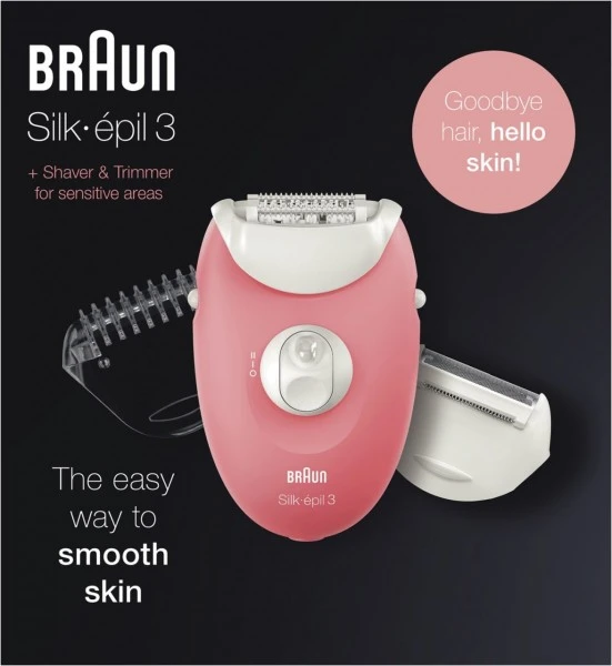 Braun SE 3-44 Silk·epil3 Epilierer Flamingo/weiß 5 Braun SE 3-44 Silk·epil3 Epilierer Flamingo/weiß – Bild 3