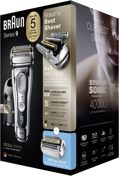 Braun 9375C Series 9 + Scherteil Rasierer Chrom 4 Braun 9375C Series 9 + Scherteil Rasierer Chrom – Bild 2